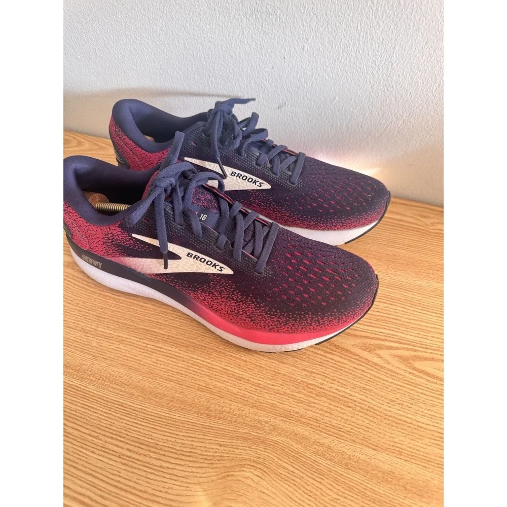 Brooks Women's Sz 10.5 2A Ghost 16 Peacoat Raspberry Apricot Running‎ Shoes